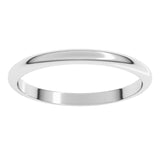 14K White Gold 2 mm Half Round Band Size 4.5
