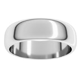 18K White Gold 6 mm Half Round Band Size 10.5