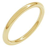 14K Yellow Gold 2 mm Comfort-Fit Full Round Band Size 4.5