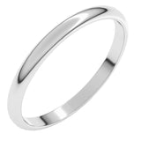 Platinum 2 mm Lightweight Half Round Band Size 5.5
