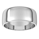 Platinum 8 mm Lightweight Half Round Band Size 9