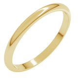 18K Yellow Gold 2 mm Half Round Band Size 10