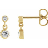 14K Yellow Gold Natural White Sapphire & .05 CTW Natural Diamond Two-Stone Earrings
