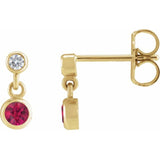 14K Yellow Gold Natural Ruby & .05 CTW Natural Diamond Two-Stone Earrings