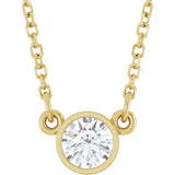14K Yellow Gold 1/4 CT Natural Diamond Solitaire 18" Necklace