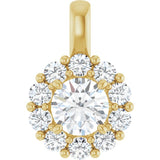 14K Yellow Gold 1 CTW Lab-Grown Diamond Halo-Style Pendant