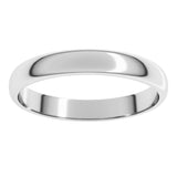 10K White Gold 3 mm Lightweight Half Round Band Size 9