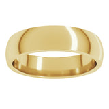 18K Yellow Gold 5 mm Lightweight Comfort-Fit Half Round Band Size 6