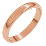14K Rose Gold 3 mm Half Round Band Size 7