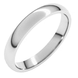 Platinum 3 mm Lightweight Comfort-Fit Half Round Band Size 5