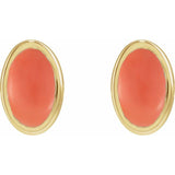 14K Yellow Gold Natural Pink Coral Earrings