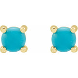 14K Yellow Gold 4 mm Natural Turquoise Earrings