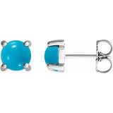 14K White Gold 5 mm Natural Turquoise Earrings