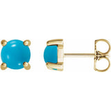 14K Yellow Gold 6 mm Natural Turquoise Earrings