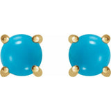 14K Yellow Gold 6 mm Natural Turquoise Earrings