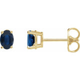 14K Yellow Gold Lab-Grown Blue Sapphire Earrings