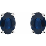14K White Gold Lab-Grown Blue Sapphire Earrings