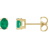 14K Yellow Gold Lab-Grown Emerald Earrings