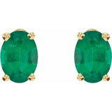 14K Yellow Gold Lab-Grown Emerald Earrings