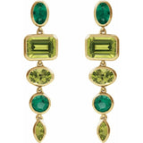 14K Yellow Gold Natural Peridot & Lab-Grown Emerald Dangle Earrings