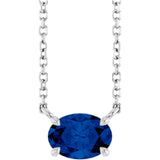 14K White Gold Lab-Grown Blue Sapphire 18" Necklace
