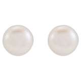 14K Yellow Gold 3.5-4 mm Cultured White Freshwater Button Pearl Earrings