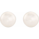14K Yellow Gold 4-4.5 mm Cultured White Freshwater Button Pearl Earrings