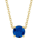 14K Yellow Gold 5.5 mm Natural Blue Sapphire 16-18" Necklace