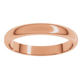 14K Rose Gold 3 mm Half Round Band Size 9