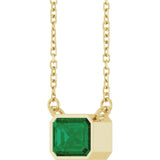 14K Yellow Gold Lab-Grown Emerald 18" Necklace