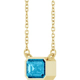 14K Yellow Gold Natural Aquamarine 18" Necklace