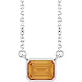 Sterling Silver Natural Citrine 18" Necklace