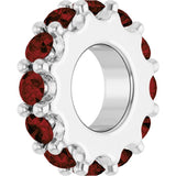 Sterling Silver Natural Mozambique Garnet Spacer Charm/Pendant