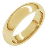 10K Yellow Gold 5 mm Comfort-Fit Half Round Band Size 10.5