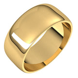 14K Yellow Gold 8 mm Lightweight Half Round Band Size 14