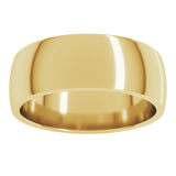 10K Yellow Gold 7 mm Lightweight Comfort-Fit Half Round Band Size 8.5