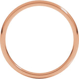 14K Rose Gold 2 mm Lightweight Comfort-Fit Half Round Band Size 6