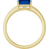 14K Yellow Gold Lab-Grown Blue Sapphire Solitaire Ring