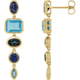 14K Yellow Gold Lab-Grown Blue Sapphire & Natural London Blue Topaz Dangle Earrings