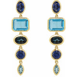 14K Yellow Gold Lab-Grown Blue Sapphire & Natural London Blue Topaz Dangle Earrings