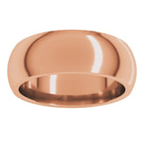 14K Rose Gold 7 mm Comfort-Fit Half Round Band Size 9.5