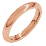 14K Rose Gold 3 mm Comfort-Fit Half Round Band Size 8.5