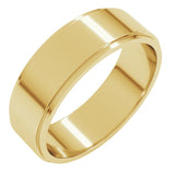 14K Yellow Gold 6 mm Stepped-Edge Flat Band Size 7