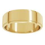 14K Yellow Gold 6 mm Stepped-Edge Flat Band Size 7