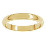 14K Yellow Gold 3 mm Half Round Band Size 12