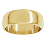 10K Yellow Gold 7 mm Half Round Band Size 13