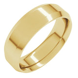 14K Yellow Gold 6 mm Beveled-Edge Comfort-Fit Flat Band Size 12