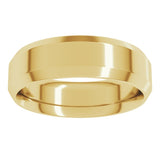 14K Yellow Gold 6 mm Beveled-Edge Comfort-Fit Flat Band Size 12