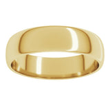 18K Yellow Gold 5 mm Lightweight Half Round Band Size 10