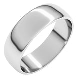14K White Gold 6 mm Lightweight Half Round Band Size 12.5